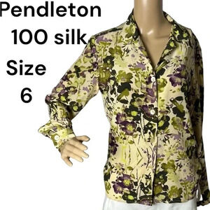 PENDLETON silk floral oversized blouse,size 6 ( Ptp 19”) med/Large  Y2K   EC